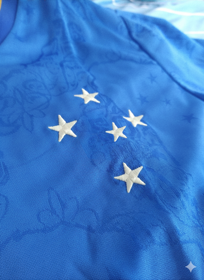 Camisa Cruzeiro 1976 Retrô Jacquard Azul